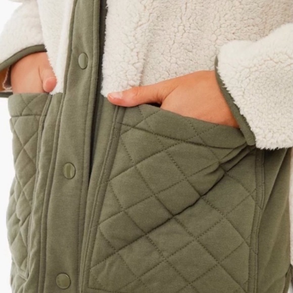 Z Supply Cannon Quilted Sherpa Jacket Dusty Olive Size L NEW - Picture 7 of 16